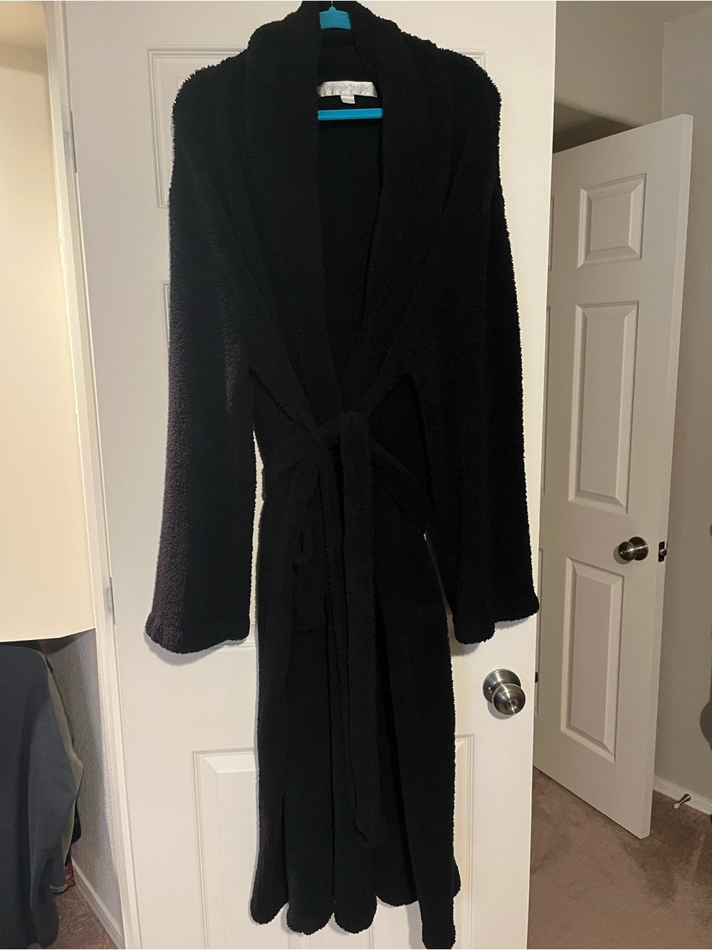 Barefoot Dreams Black Plush Shawl-Collar Robe